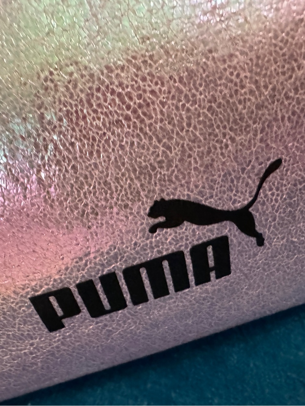 Puma Iridescent Pink Silver Bag with Black Logo makeup new